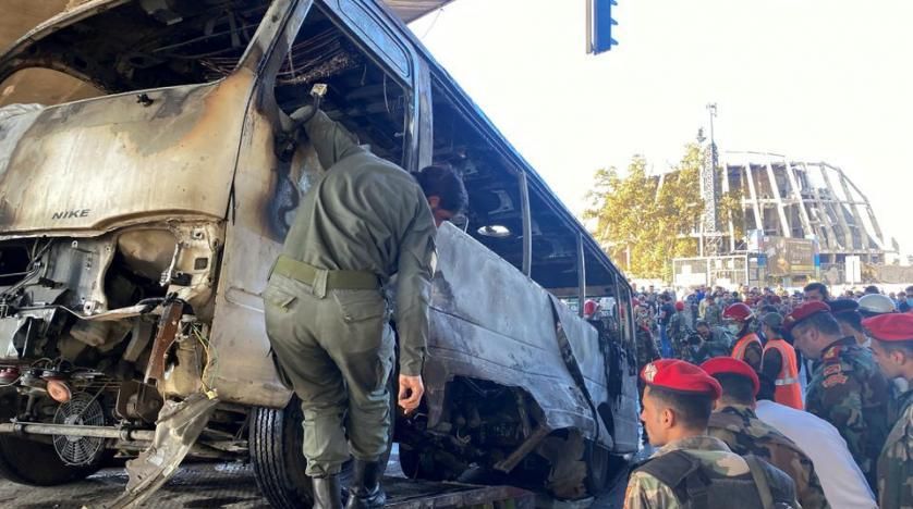 State-run media in Syria said that an assault on an army bus resulted in the deaths of 13 soldiers.